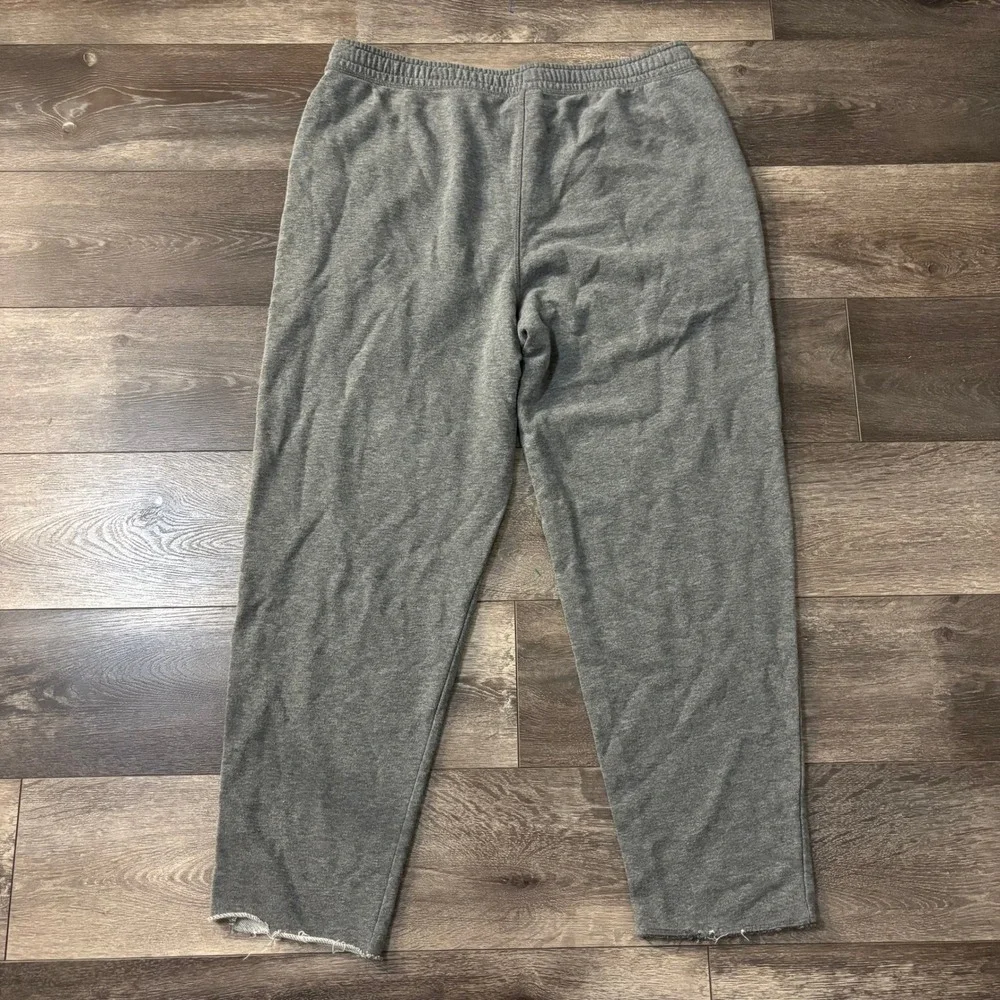 Eddie Bauer Lounge Mens Large Gray Cotton Blend Drawstring‎ Raw Hem Jogger Pants